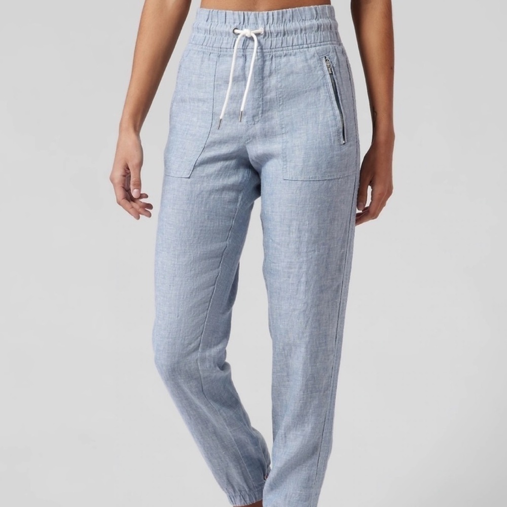 Athleta Blue Cabo Linen Joggers Sz 6